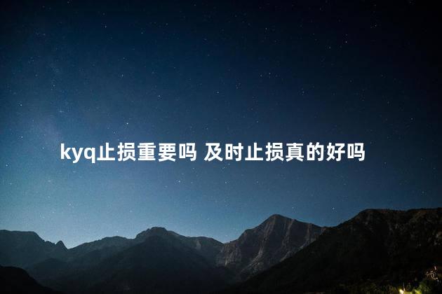 kyq止损重要吗 及时止损真的好吗